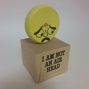 NEW Wood Toons I AM NOT AN AIR HEAD Wood Figurine Made in USA Handnade